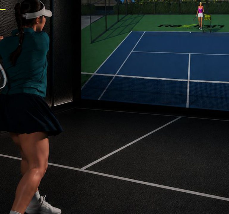 Player training on the Raxion screen tennis court